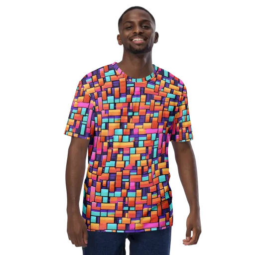 Neon Brickwork on a Men's Crew Neck T-Shirt