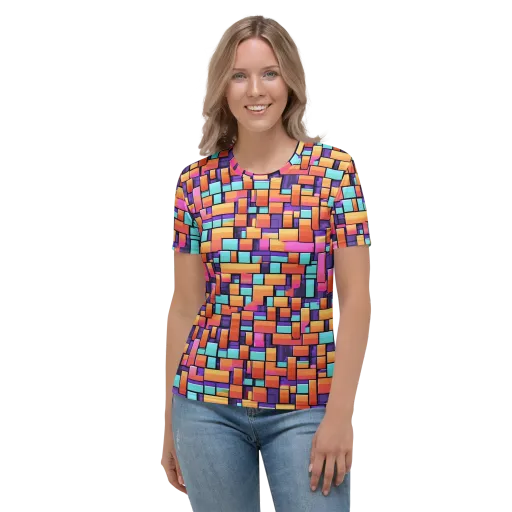 Neon Brickwork on a Women's Crew Neck T-Shirt
