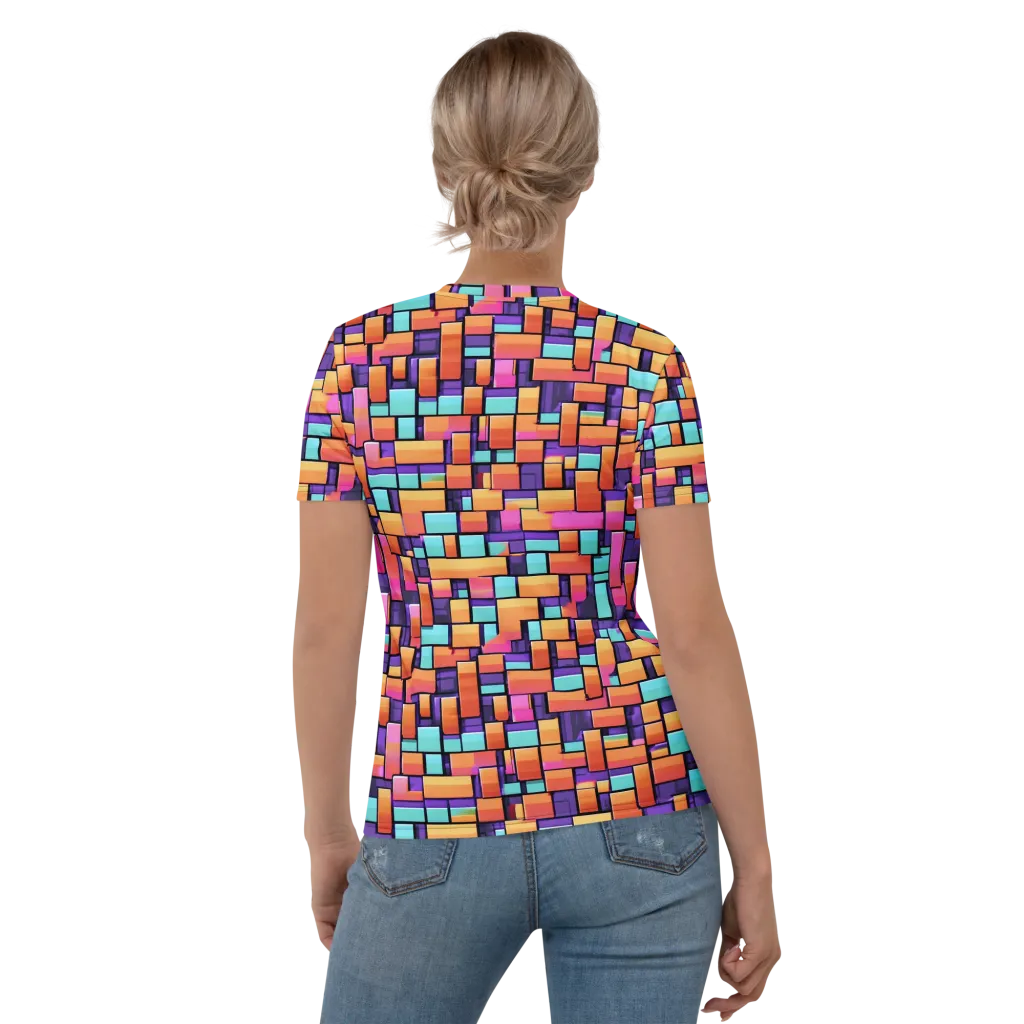 Neon Brickwork on Women's Crew Neck T-Shirt — Back