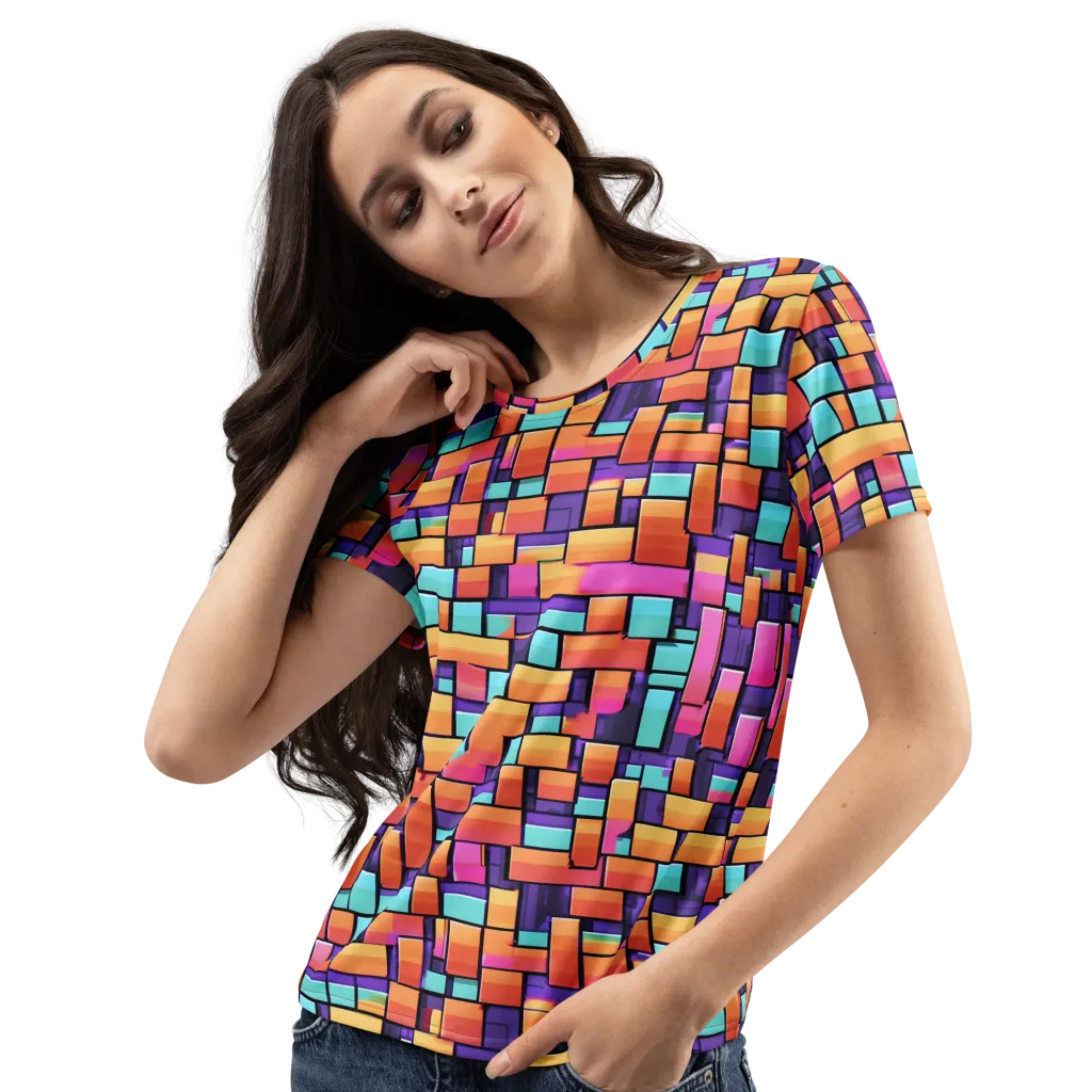 Neon Brickwork on Women's Crew Neck T-Shirt — Print file