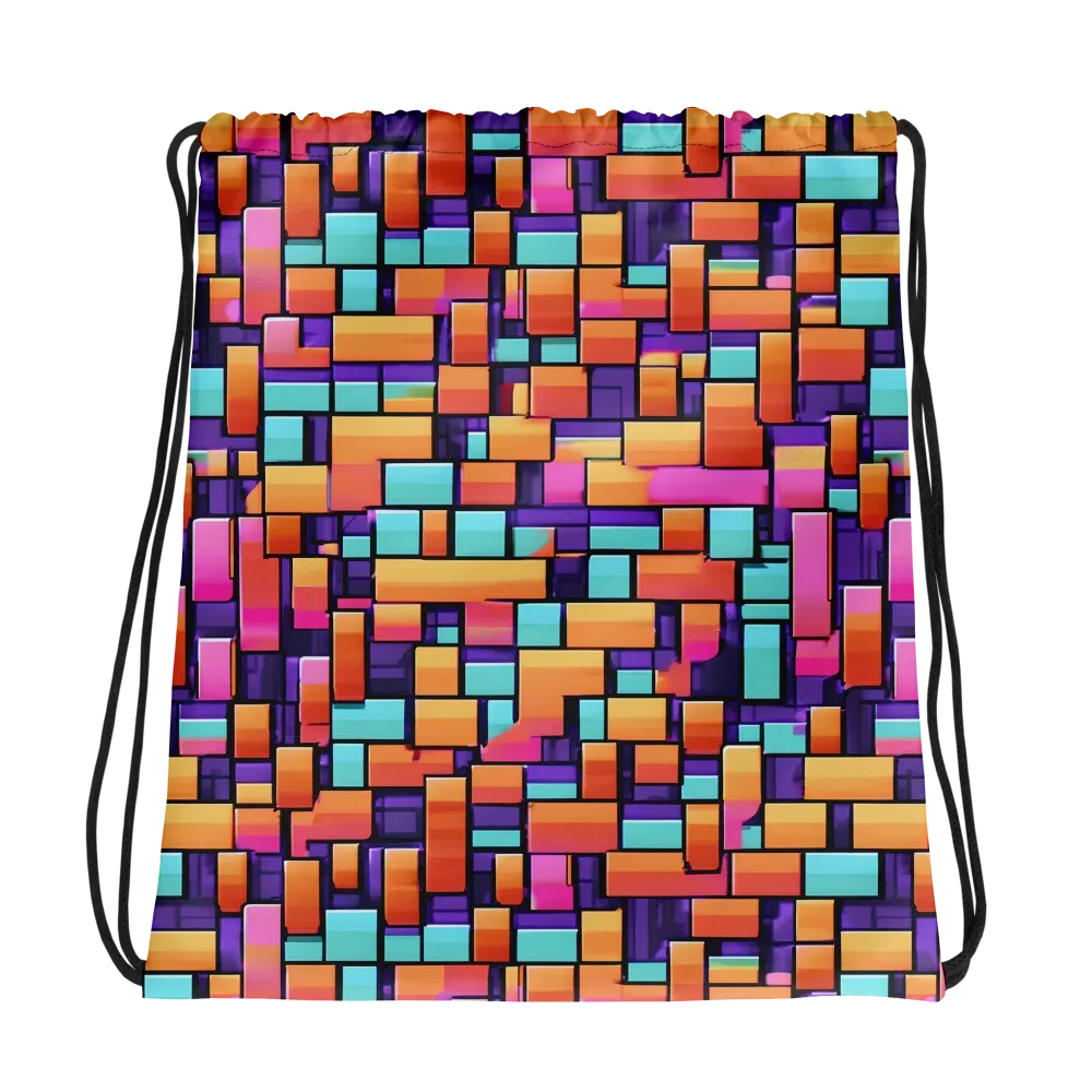 Neon Brickwork on Drawstring Bag — Mockup