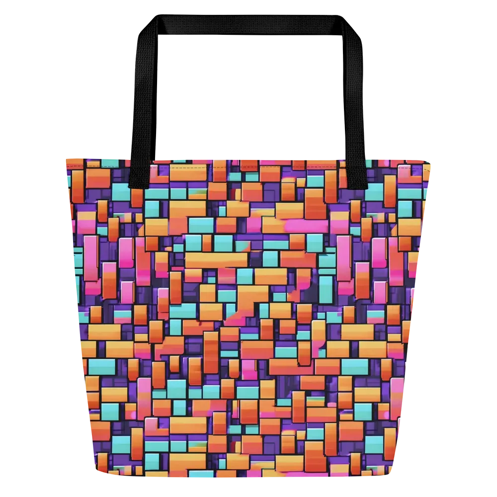 Neon Brickwork on Large Tote Bag W/ Pocket — Front