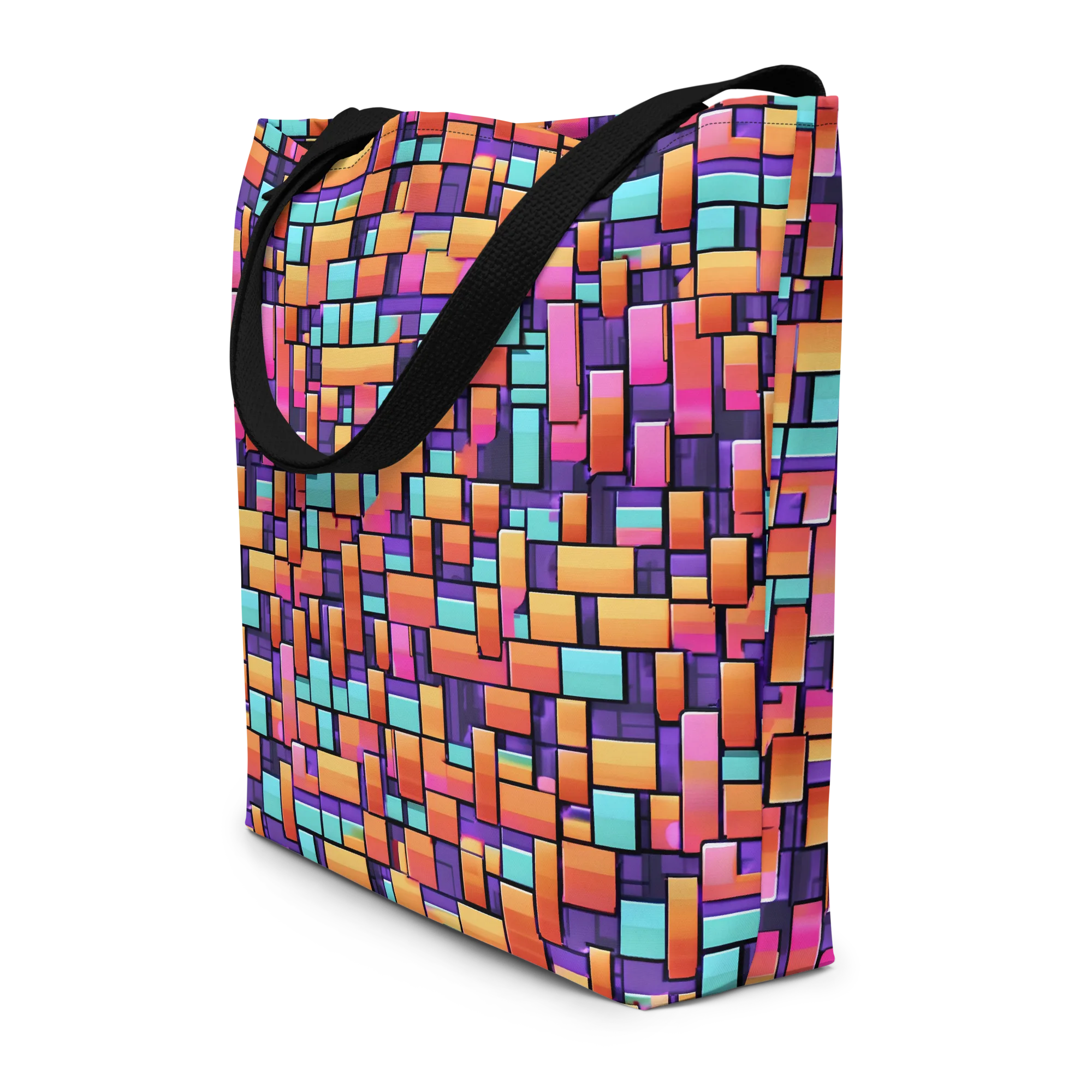 Neon Brickwork on Large Tote Bag W/ Pocket — Print file