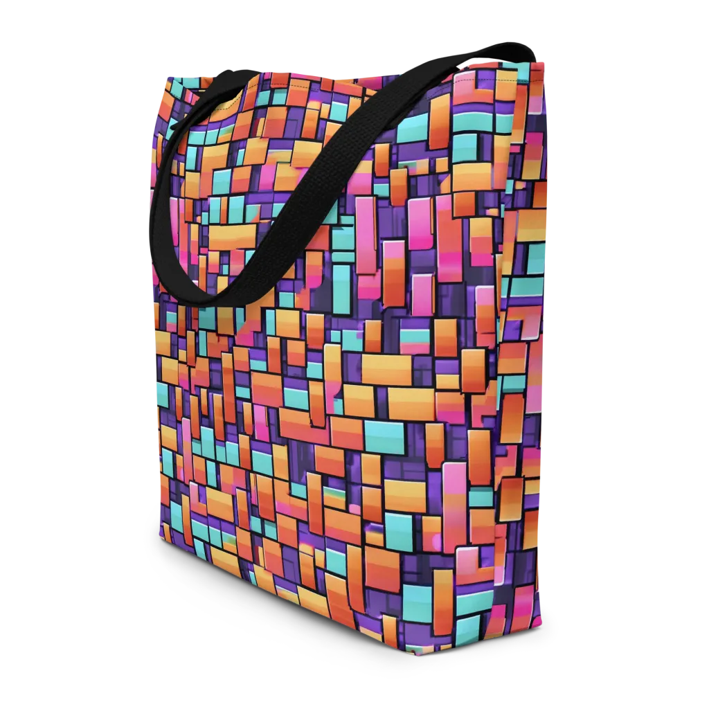 Neon Brickwork on Large Tote Bag W/ Pocket — Print file