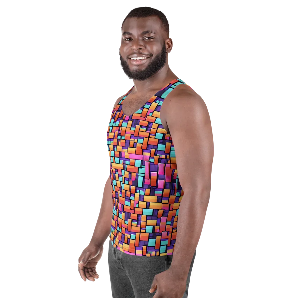 Neon Brickwork on Men's Tank Top — Left Front
