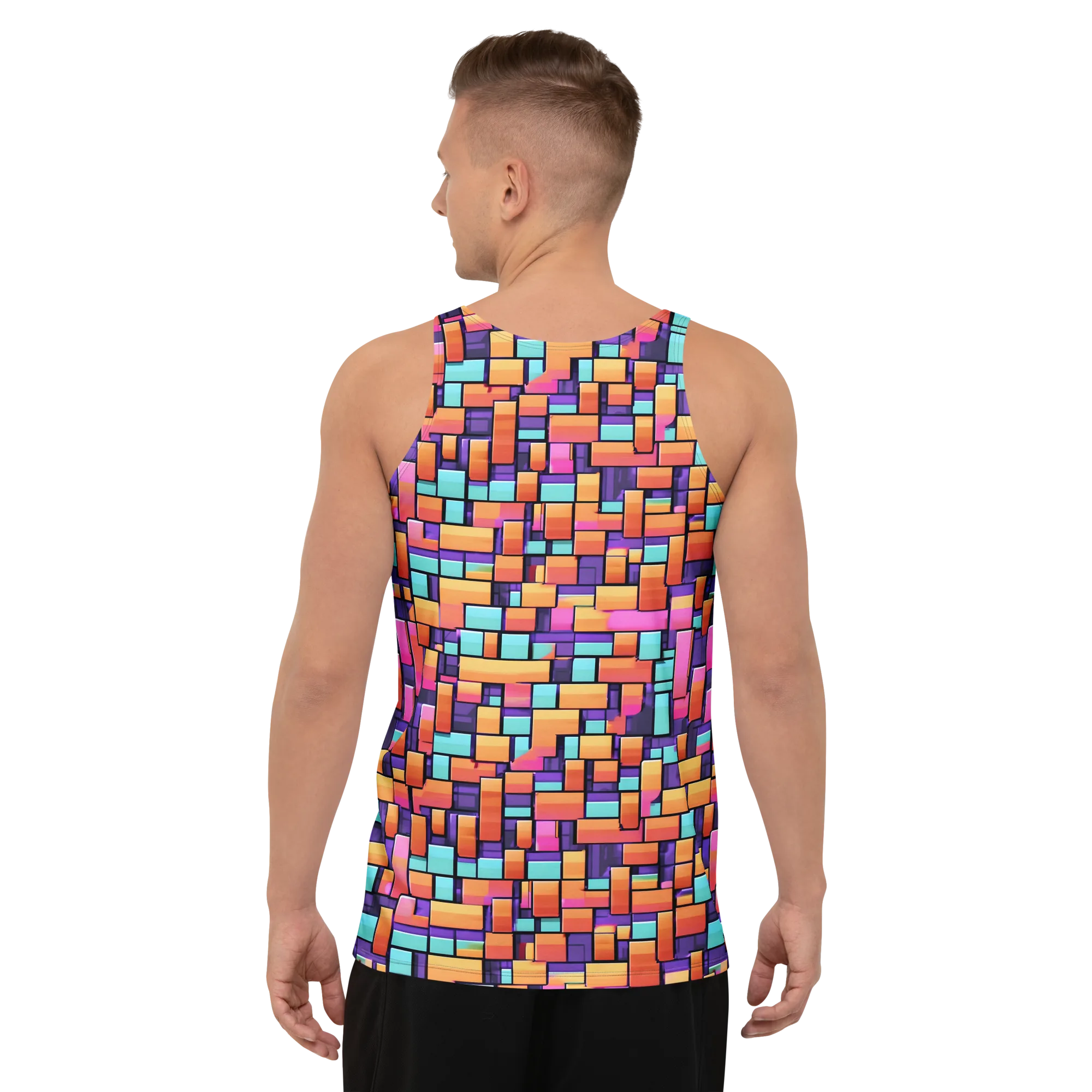 Neon Brickwork on Men's Tank Top — Back print