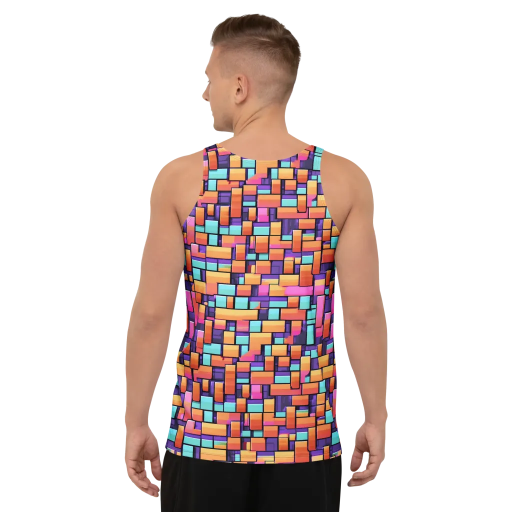 Neon Brickwork on Men's Tank Top — Back print