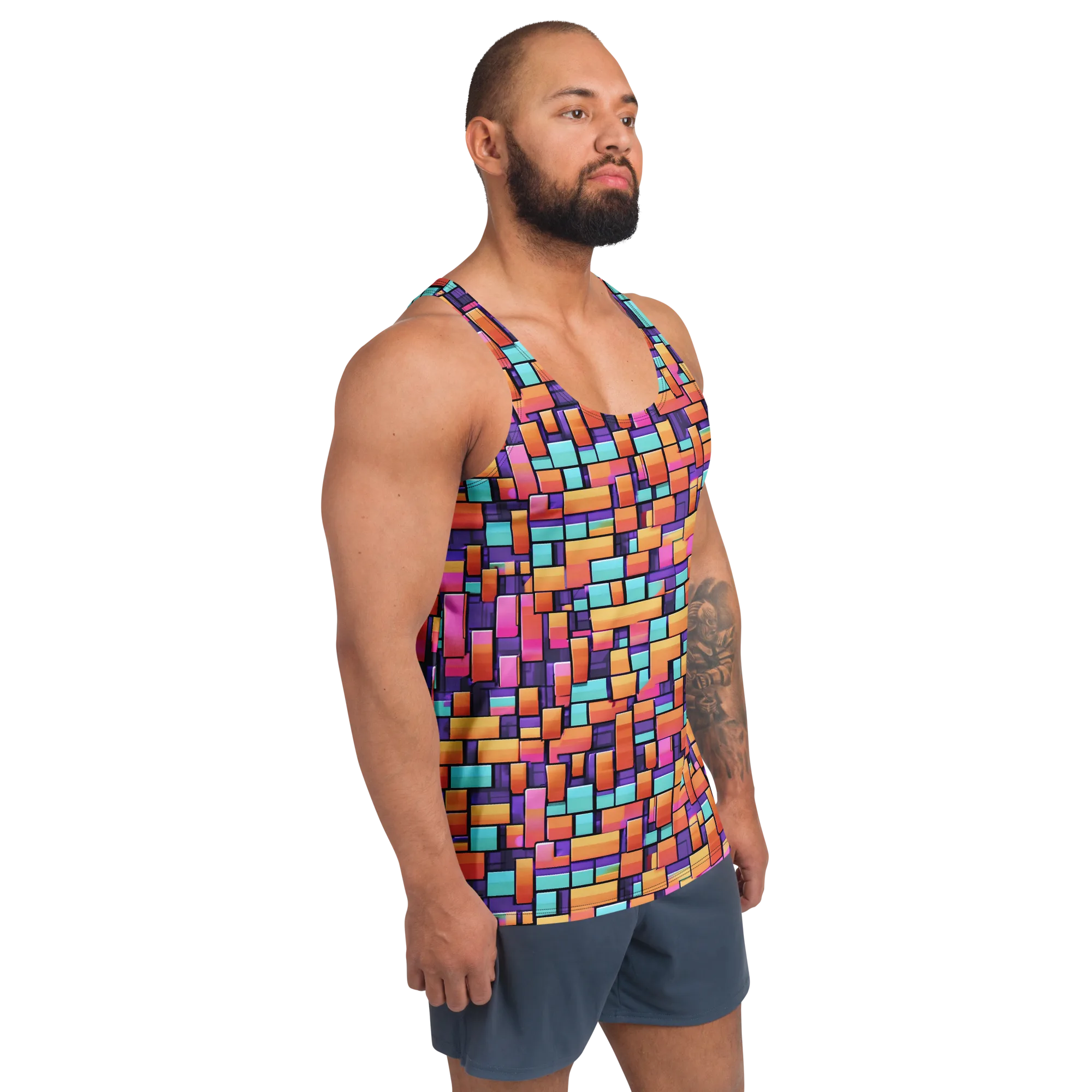 Neon Brickwork on Men's Tank Top — Front print