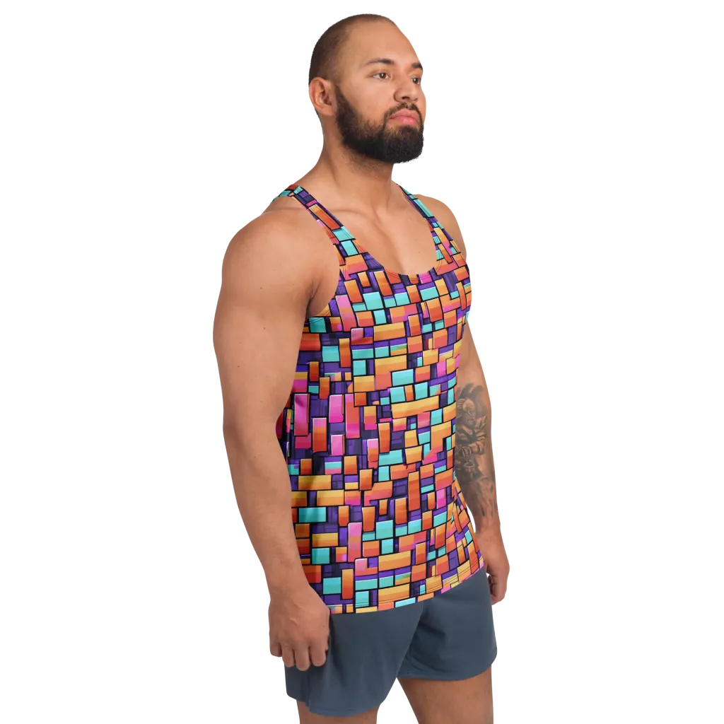 Neon Brickwork on Men's Tank Top — Front print