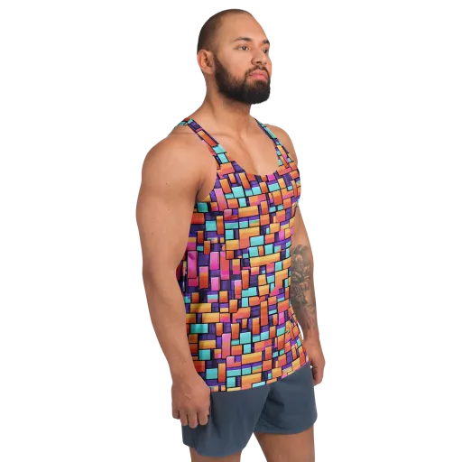 Neon Brickwork on a Men's Tank Top