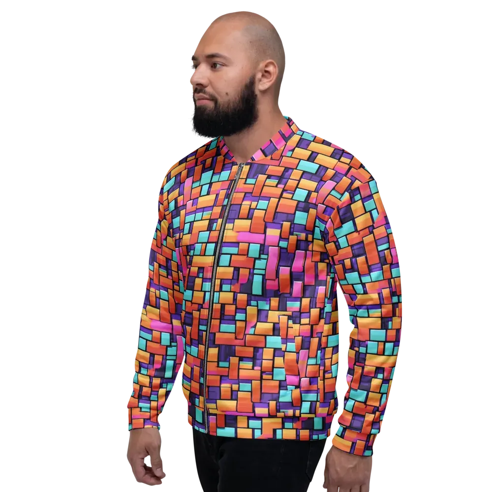 Neon Brickwork on Bomber Jacket — Left