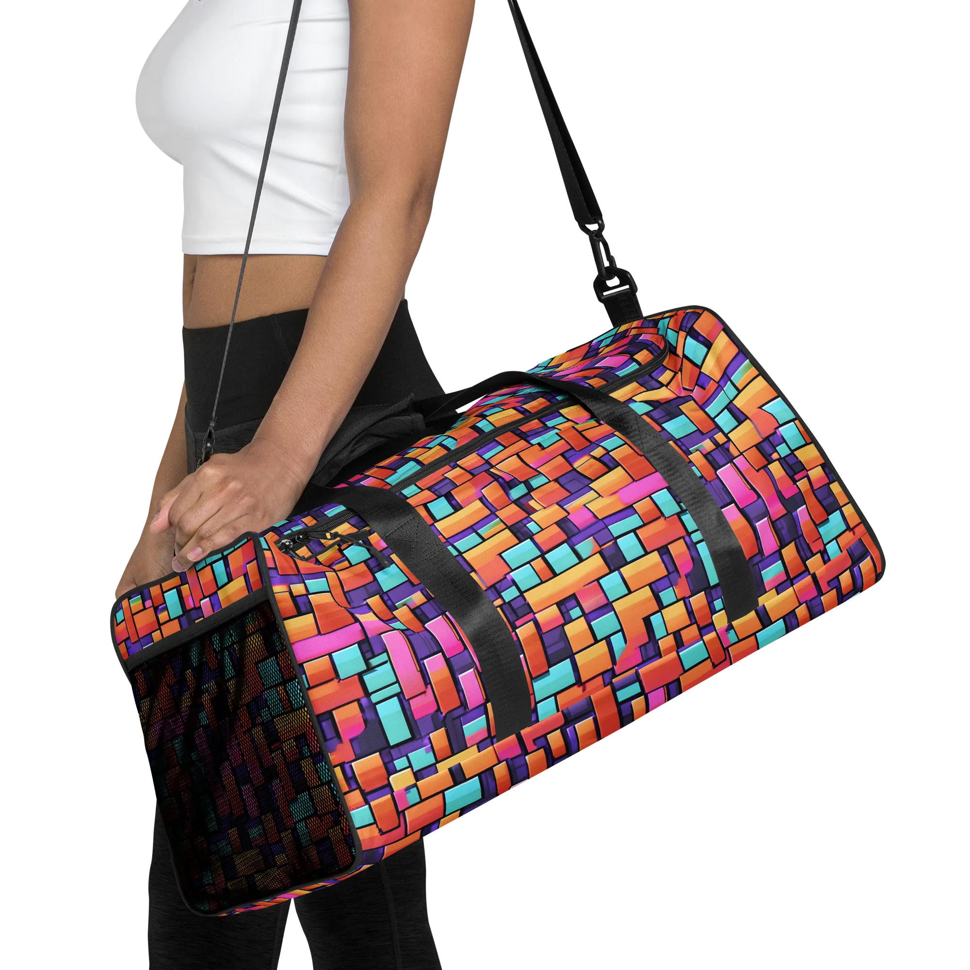 Neon Brickwork on Duffle Bag — Front