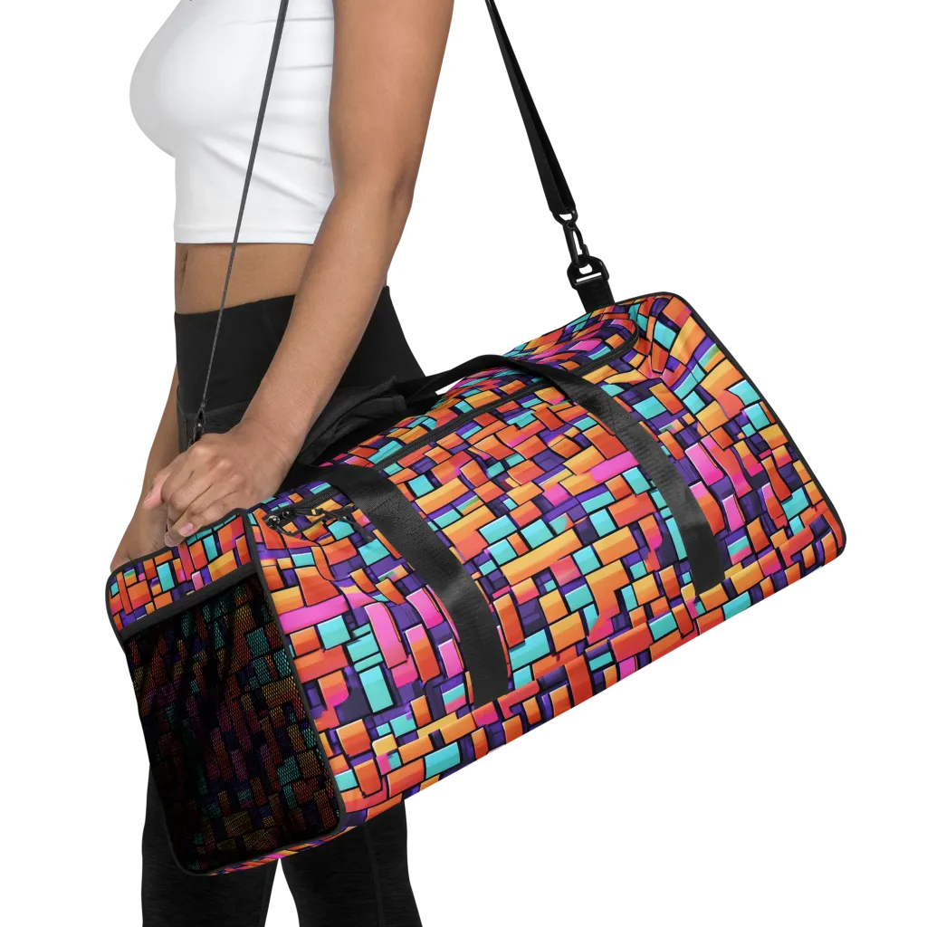 Neon Brickwork on Duffle Bag — Front