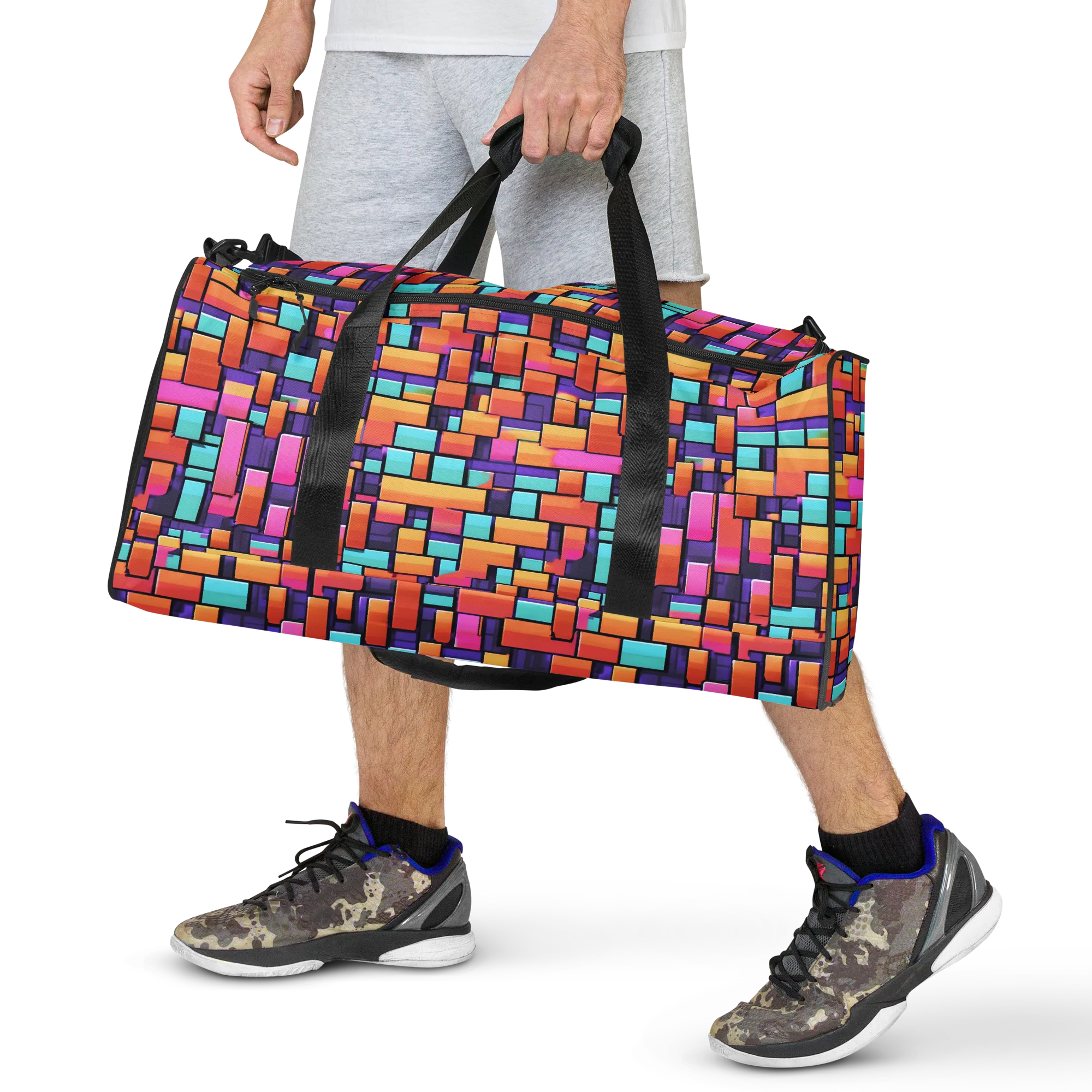 Neon Brickwork on Duffle Bag — Front print