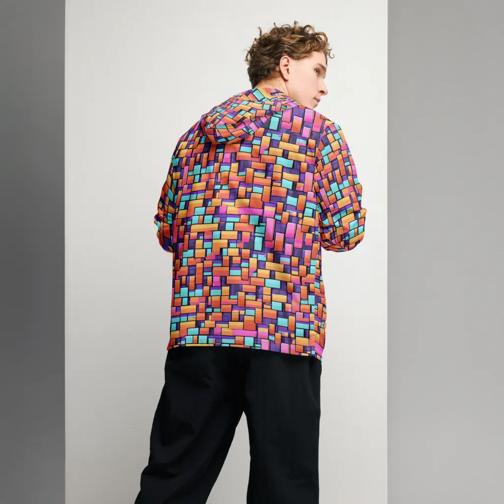 Neon Brickwork on Men's Windbreaker — Back print