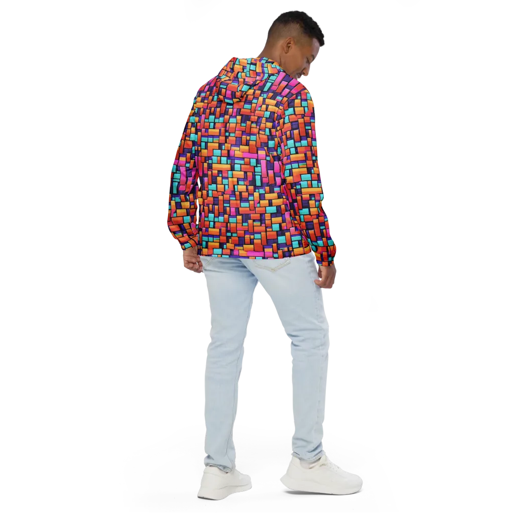 Neon Brickwork on Men's Windbreaker — Back