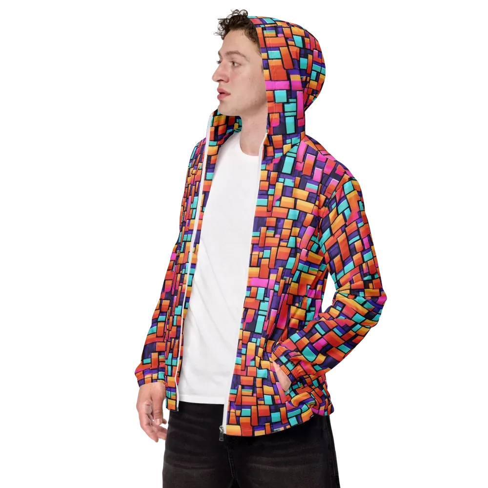 Neon Brickwork on Men's Windbreaker — Left Front