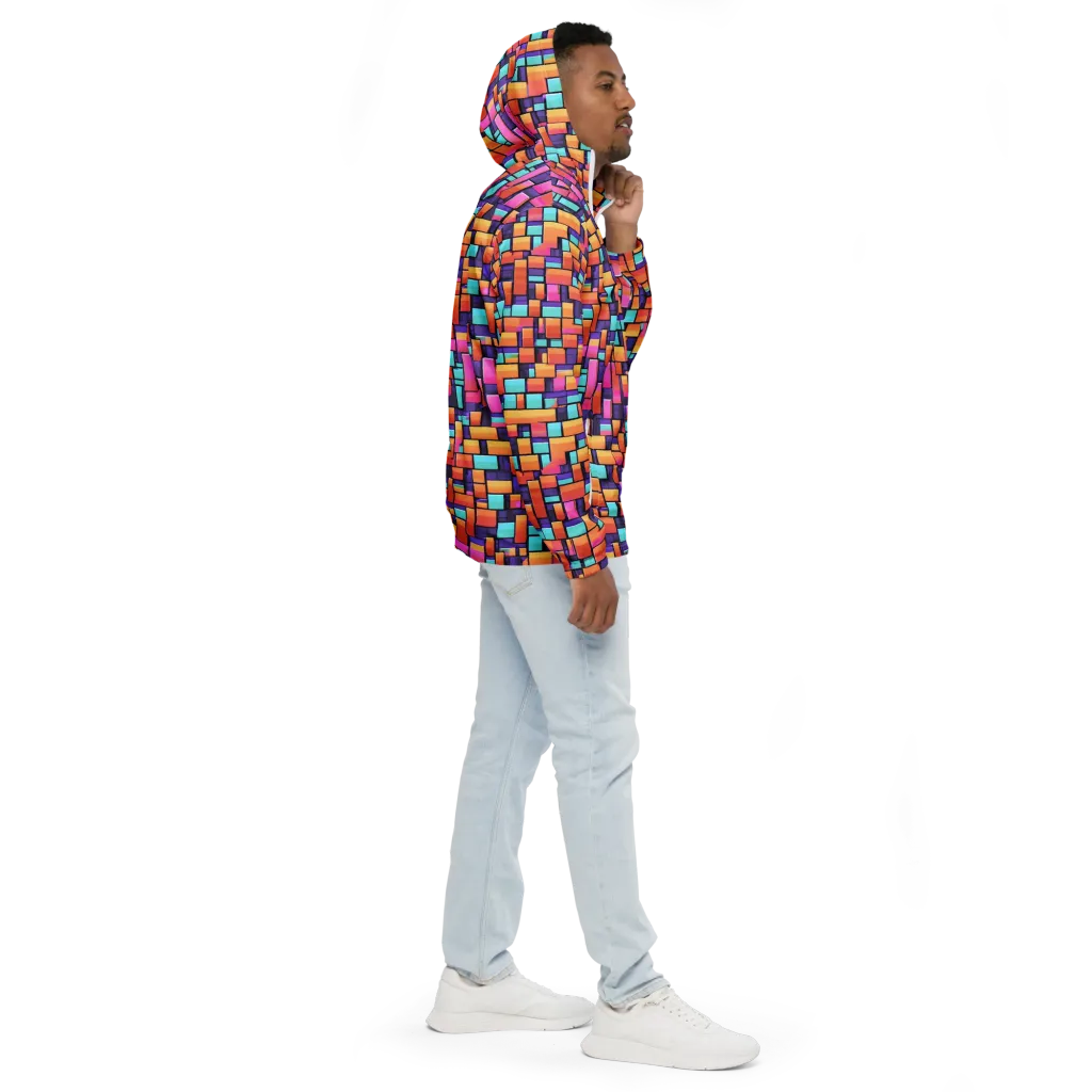 Neon Brickwork on Men's Windbreaker — Right