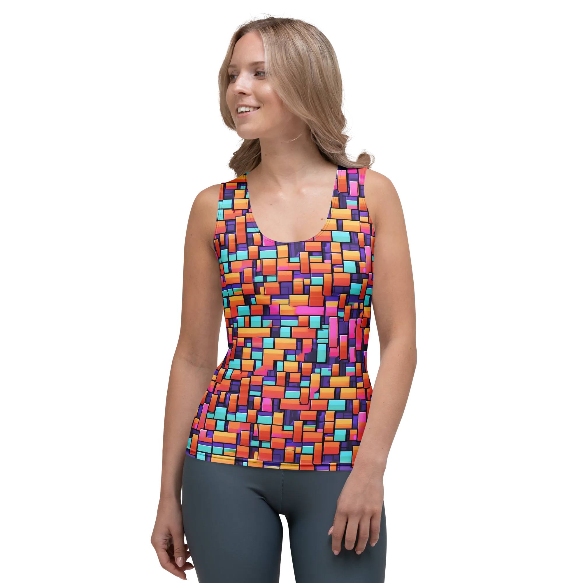 Neon Brickwork on Women's Tank Top — Front