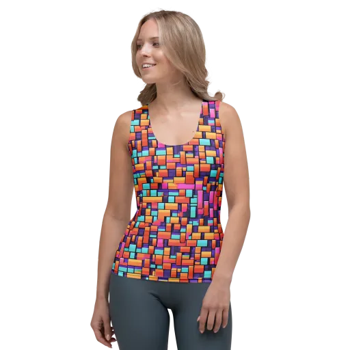 Neon Brickwork on a Women's Tank Top