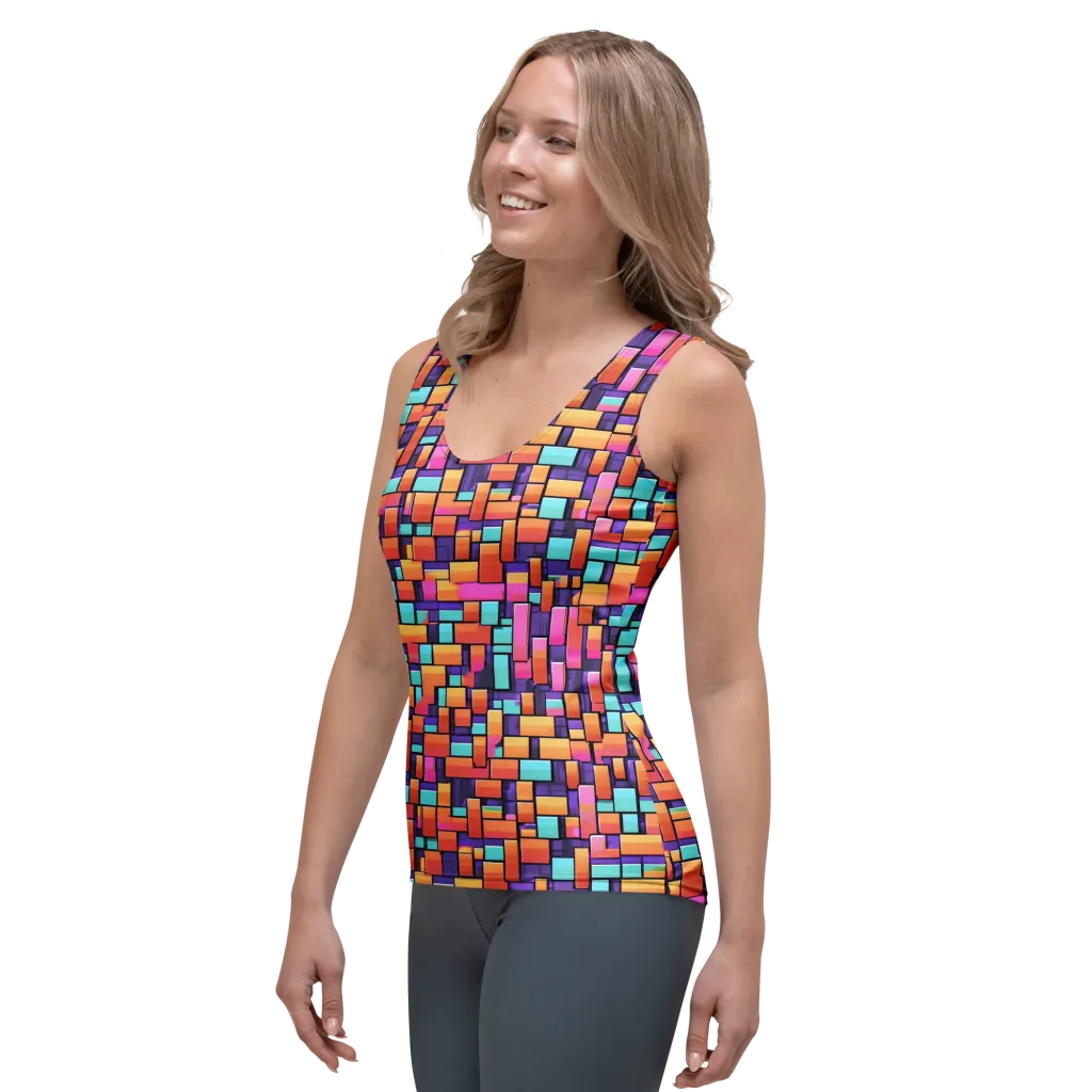Neon Brickwork on Women's Tank Top — Left Front