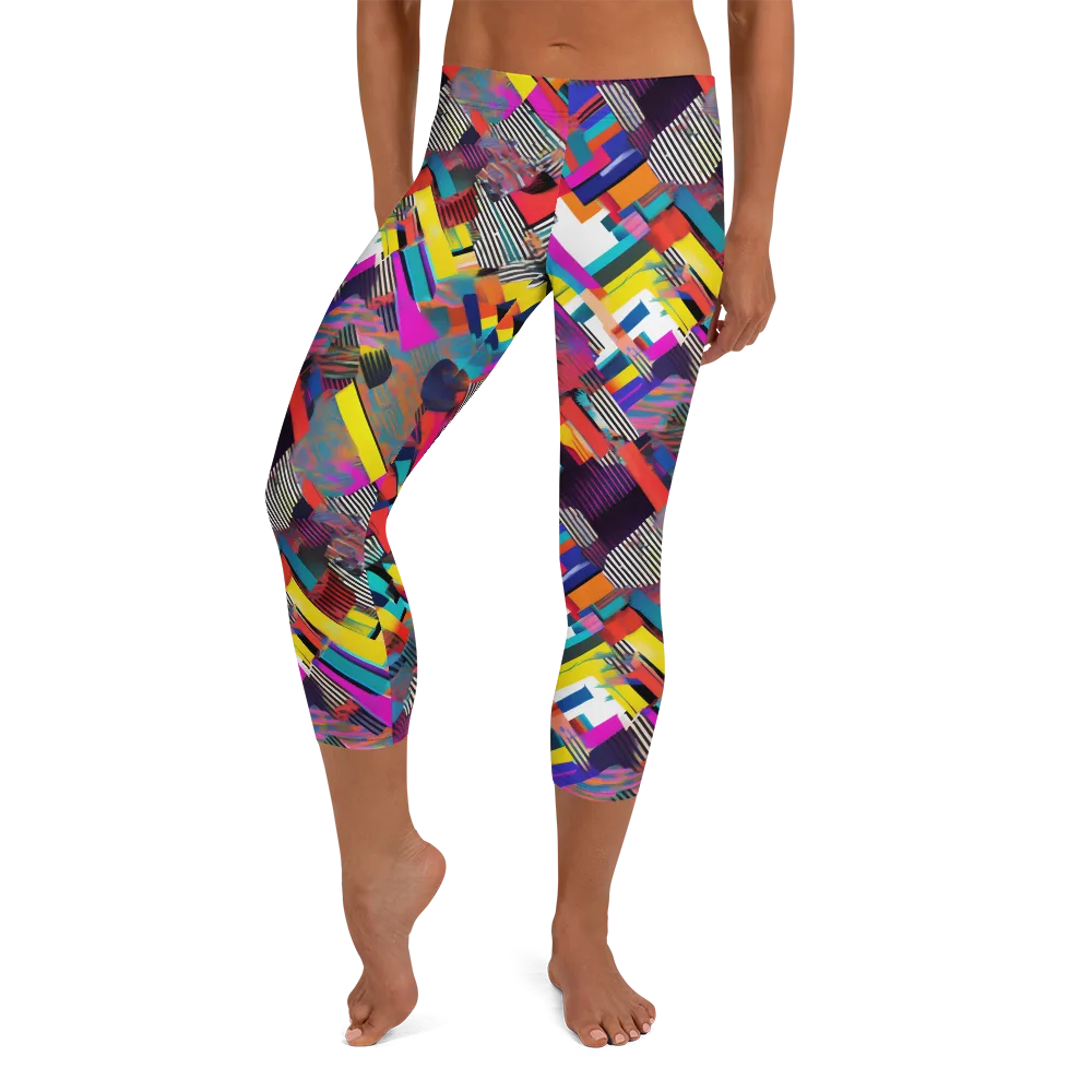 Chromatic Collision on Capri Leggings — Front