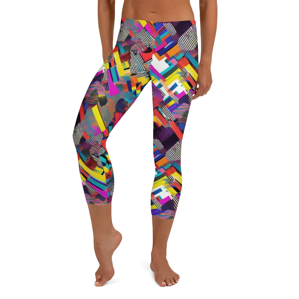 Chromatic Collision on Capri Leggings — Front