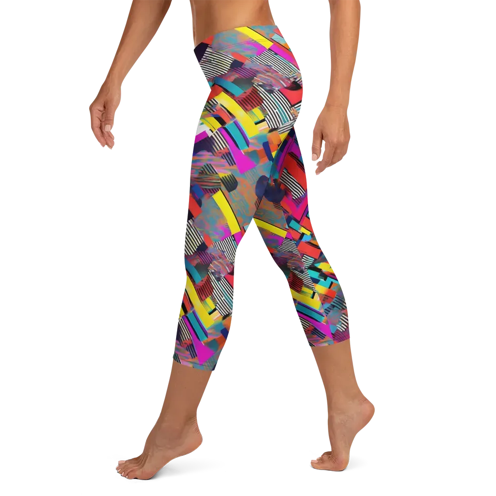 Chromatic Collision on Capri Leggings — Left