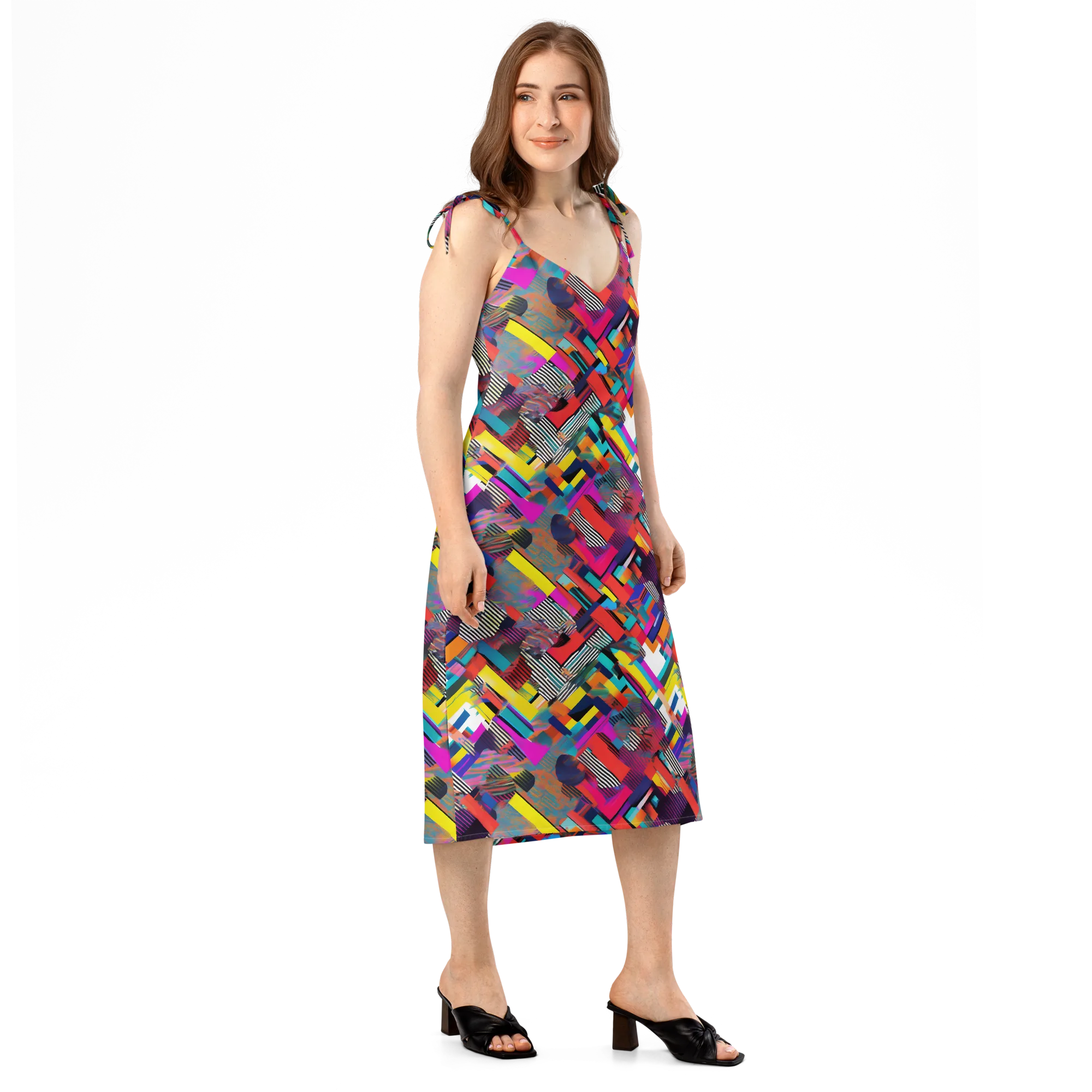 Chromatic Collision on Slip Dress — Right Front