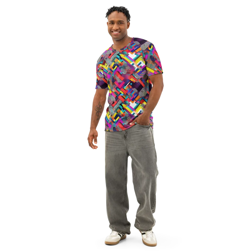 Chromatic Collision on Men's Cotton Crew Neck T-Shirt — Front