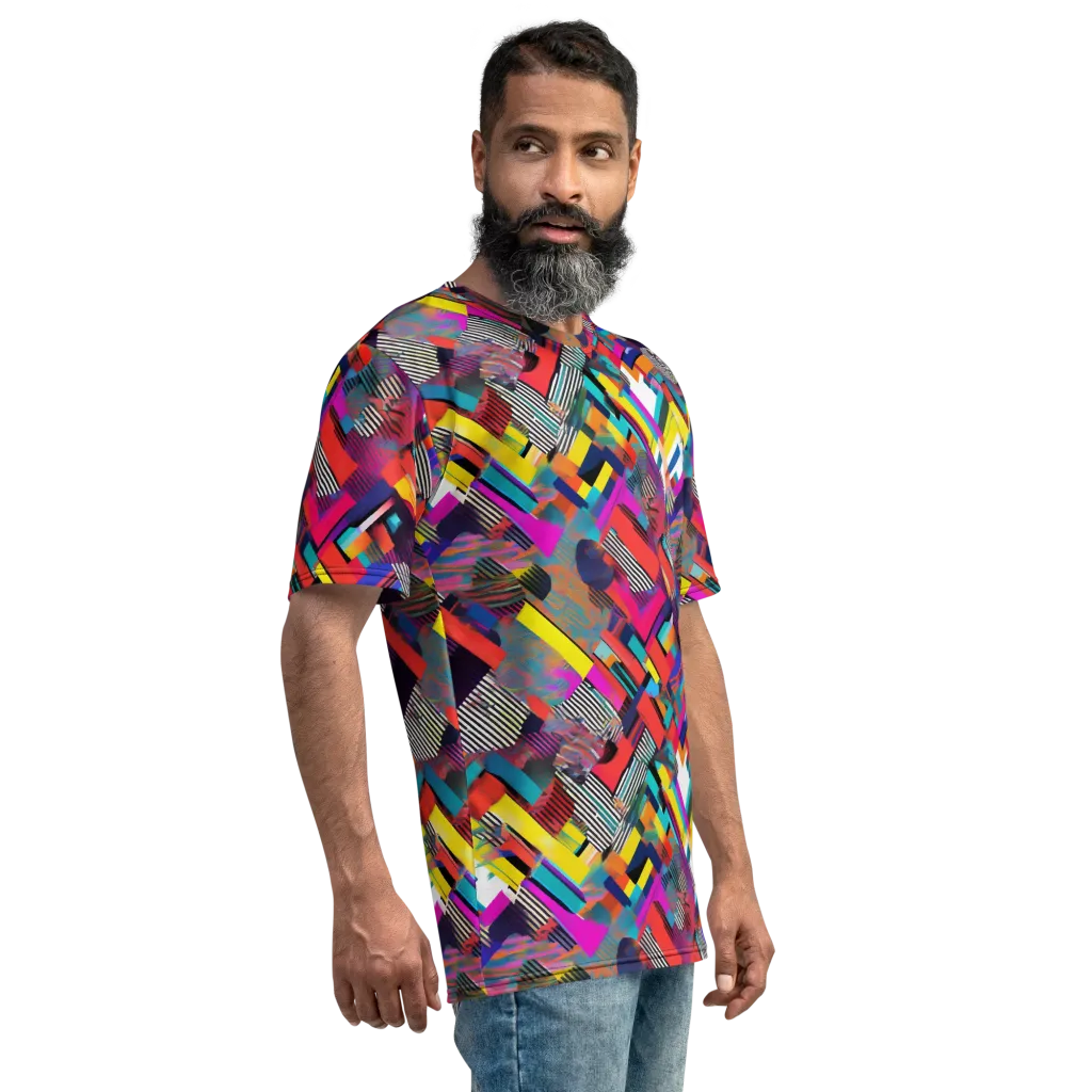 Chromatic Collision on Men's Crew Neck T-Shirt — Right sleeve