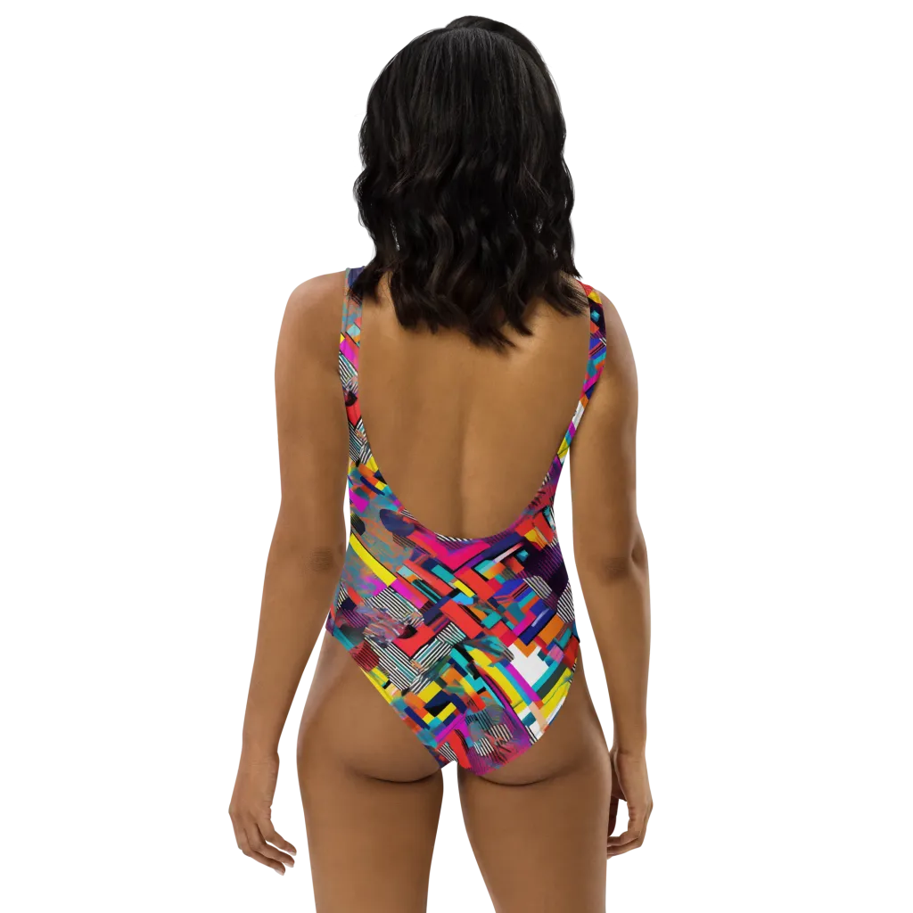 Chromatic Collision on One-Piece Swimsuit — Back print