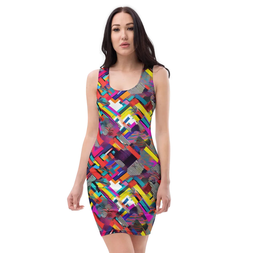 Chromatic Collision on Bodycon Dress — Front