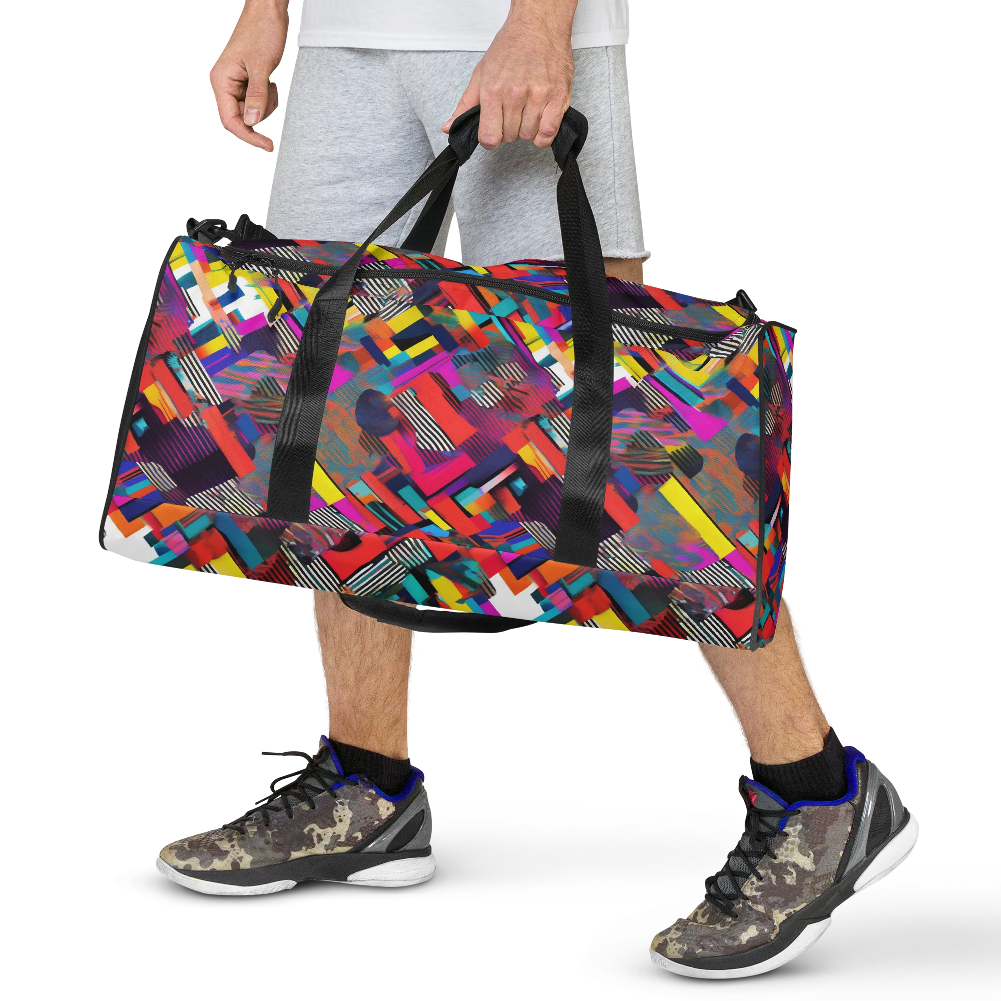 Chromatic Collision on Duffle Bag — Front print