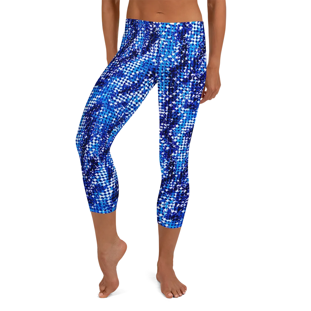 Azure Static on Capri Leggings — Front