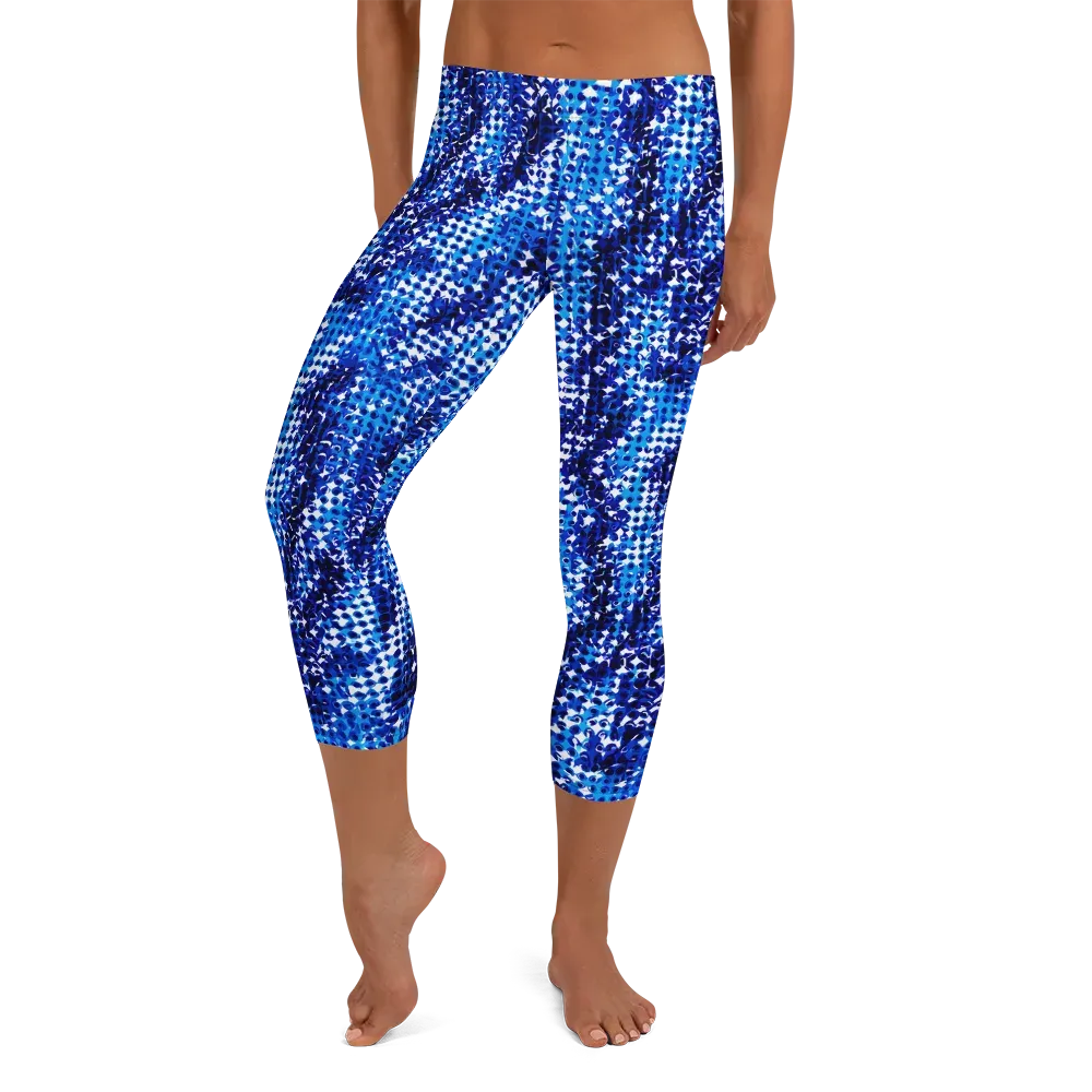 Azure Static on Capri Leggings — Front