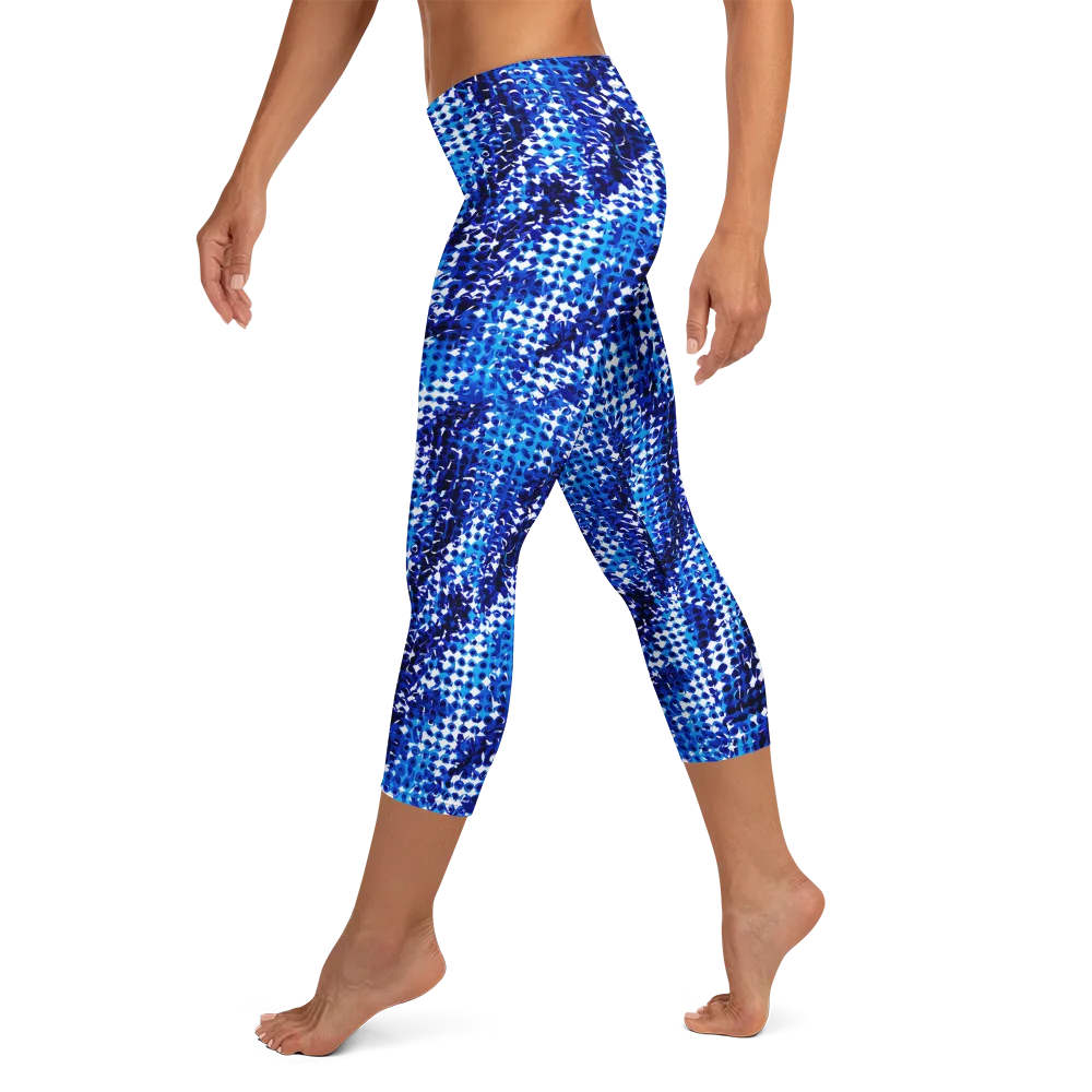 Azure Static on Capri Leggings — Left