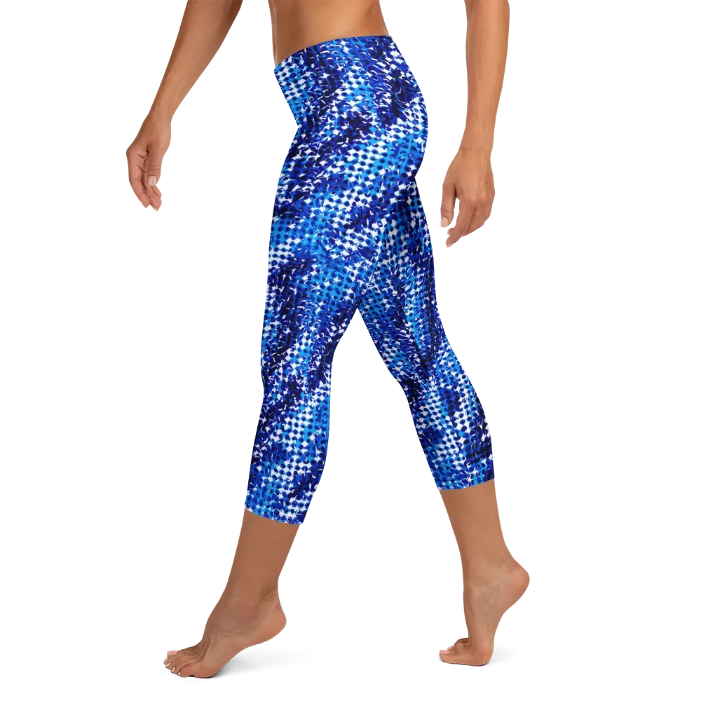 Azure Static on Capri Leggings — Left