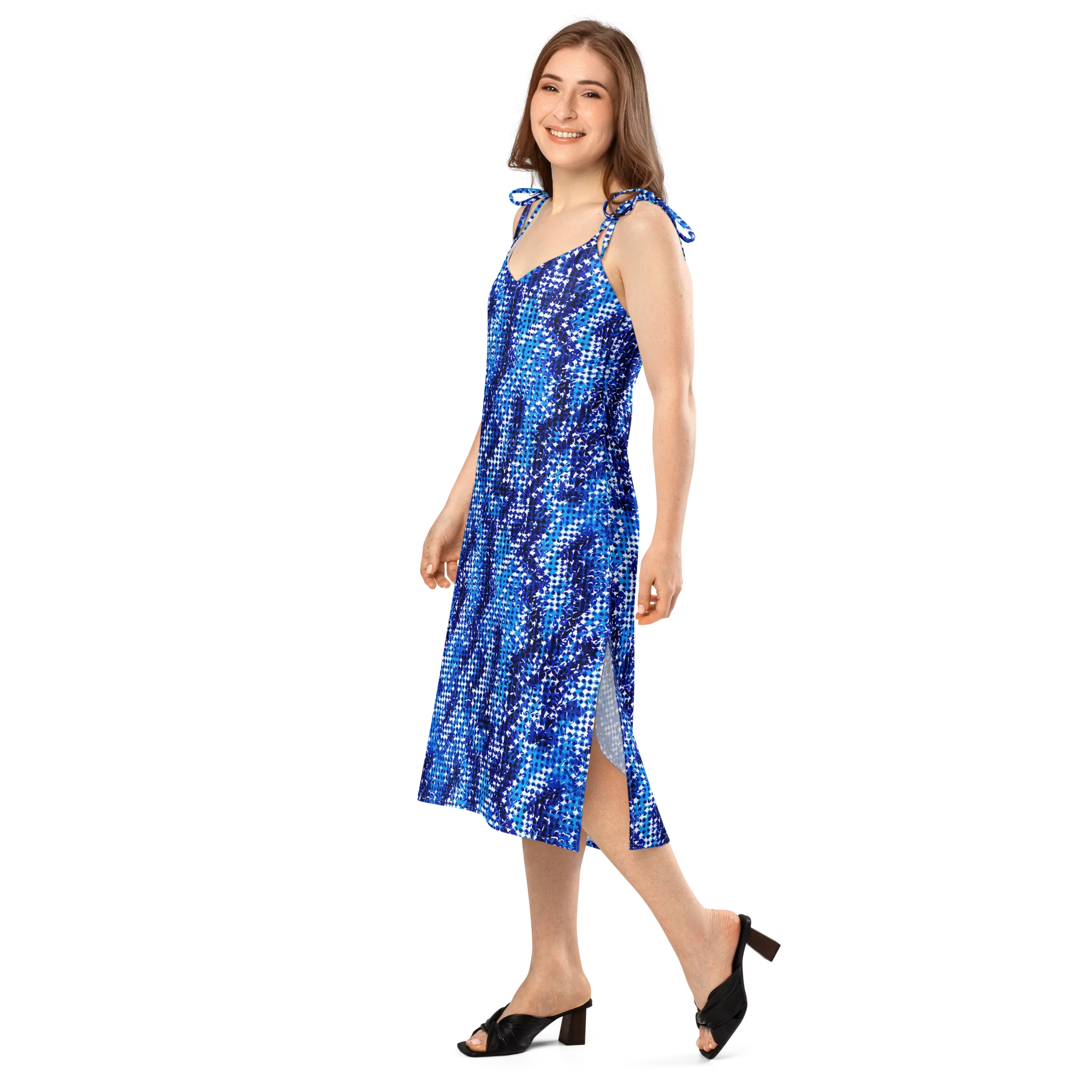 Azure Static on Slip Dress — Left Front