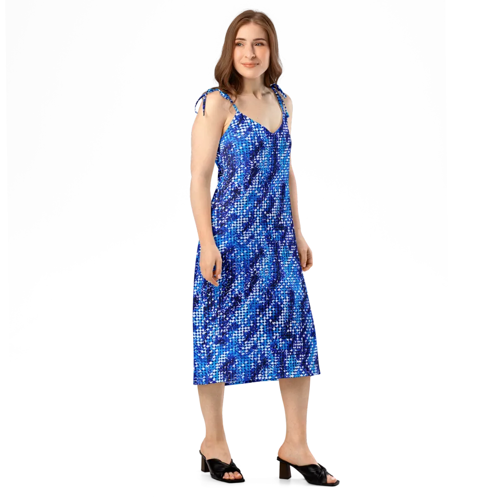Azure Static on Slip Dress — Right Front