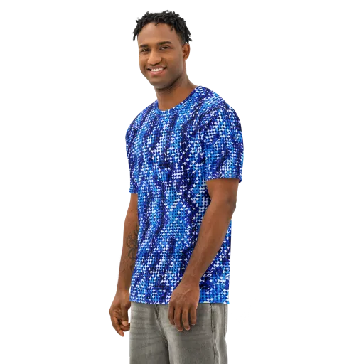 Azure Static on a Men's Cotton Crew Neck T-Shirt