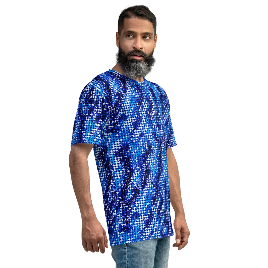 Azure Static on Men's Crew Neck T-Shirt — Right sleeve