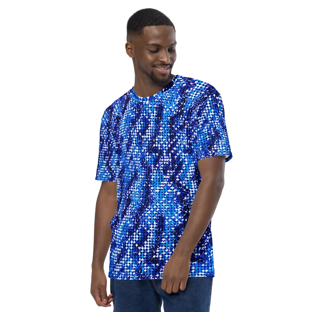 Azure Static on Men's Crew Neck T-Shirt — Left sleeve