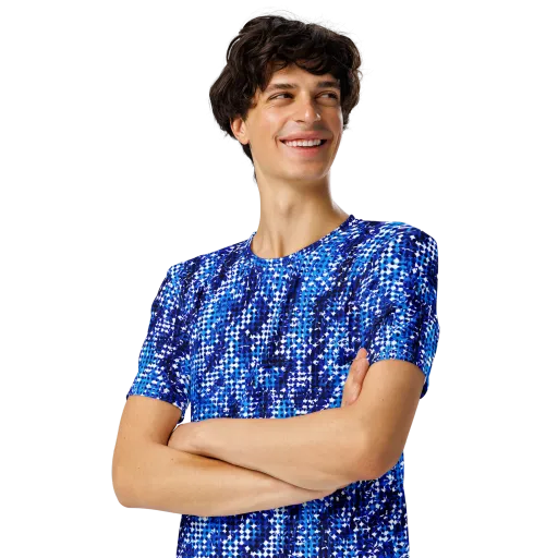 Azure Static on a Men's Crew Neck T-Shirt