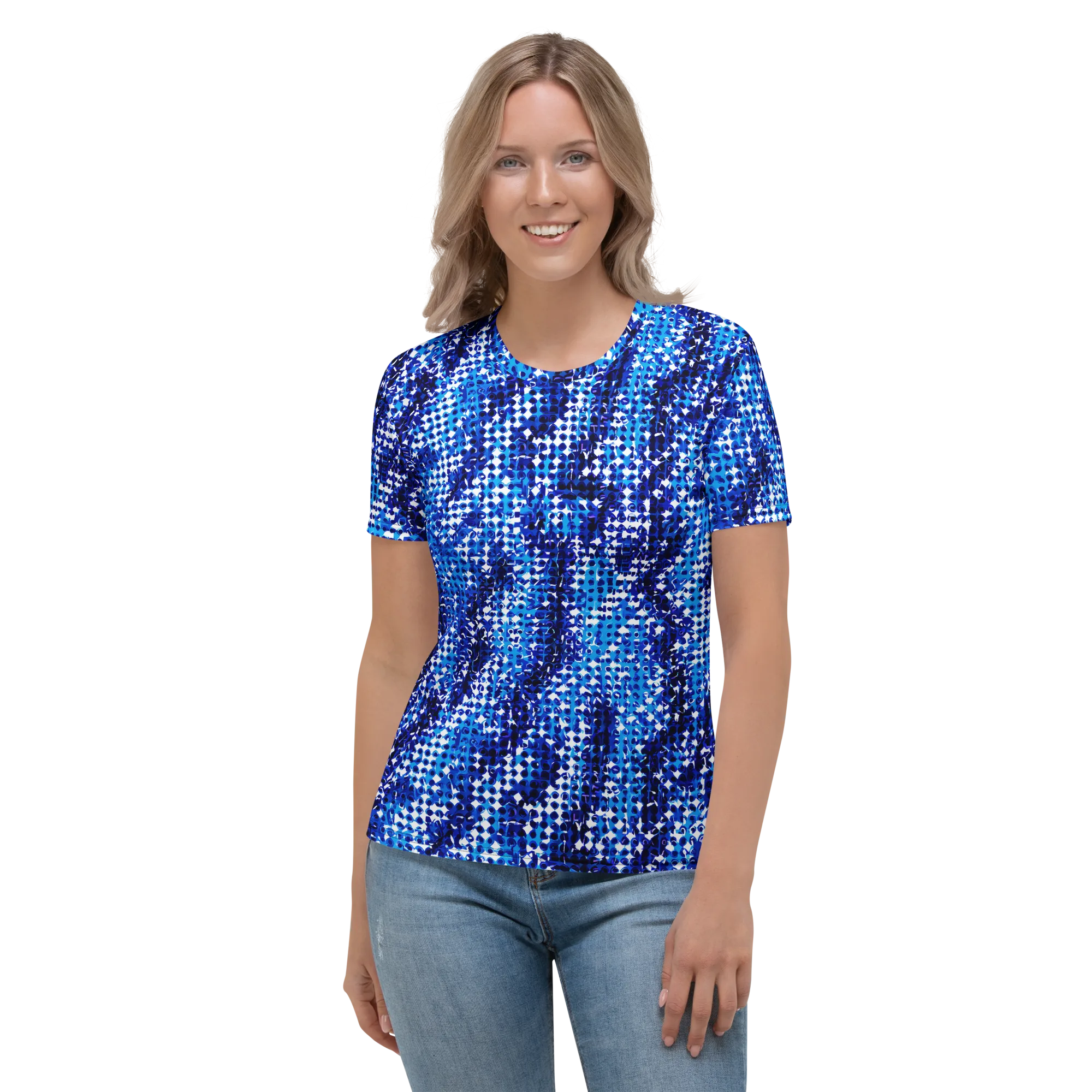 Azure Static on Women's Crew Neck T-Shirt — Front