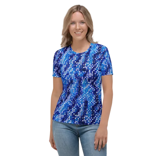 Azure Static on a Women's Crew Neck T-Shirt
