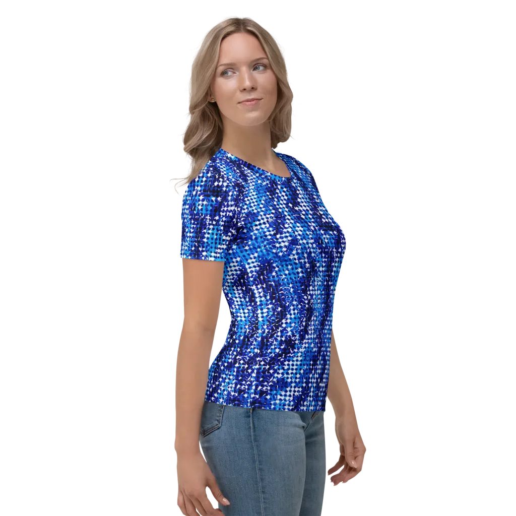 Azure Static on Women's Crew Neck T-Shirt — Right sleeve