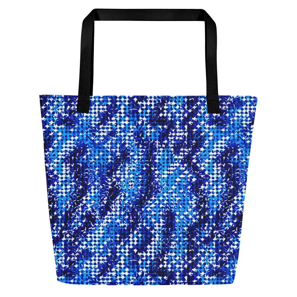 Azure Static on Large Tote Bag W/ Pocket — Front
