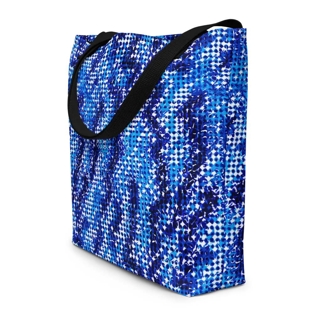Azure Static on Large Tote Bag W/ Pocket — Print file