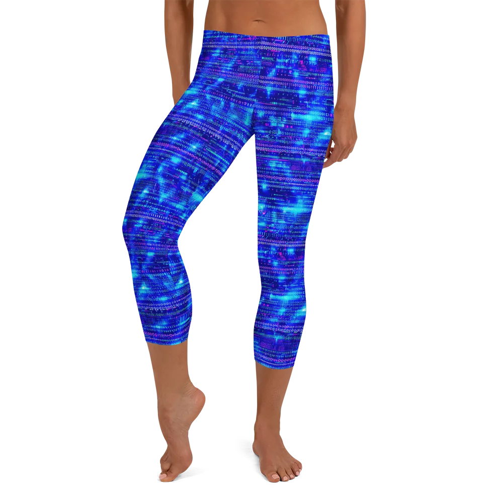 Neon Cipher on Capri Leggings — Front